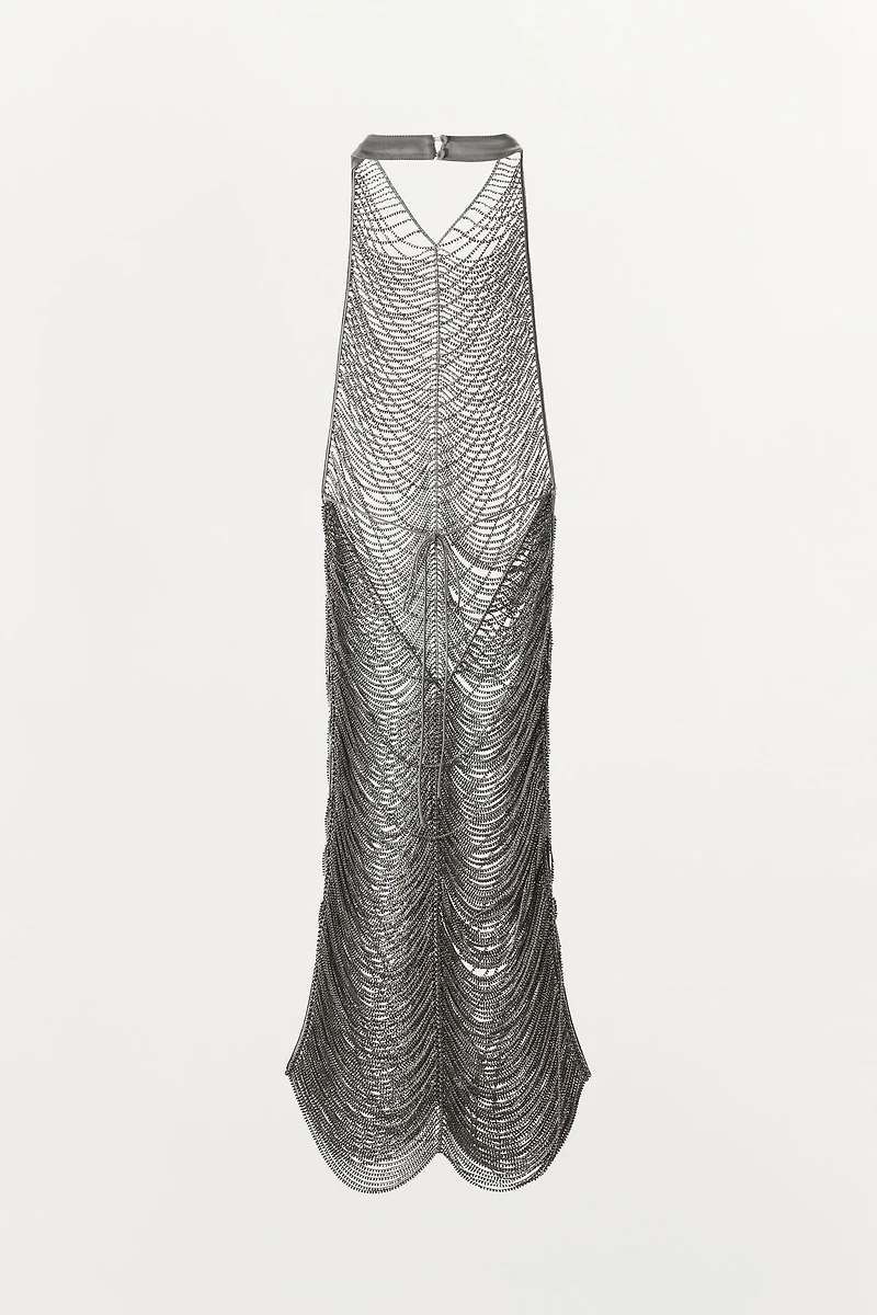 ROBE COURTE HALTER BRILLANTE