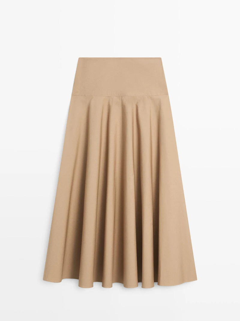 Flounce midi skirt with yoke detail