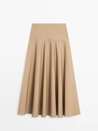 Flounce midi skirt with yoke detail