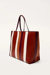 STRIPED LEATHER MAXI SHOPPER LIMITED EDITION