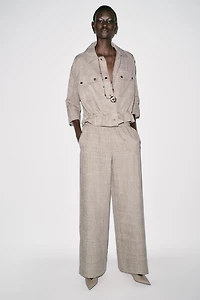 HEATHERED WIDE LEG PANTS