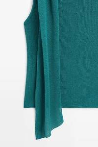 High neck top with scarf detail