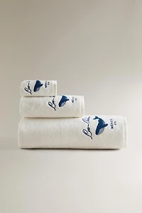 WHALE EMBROIDERED BATH TOWEL