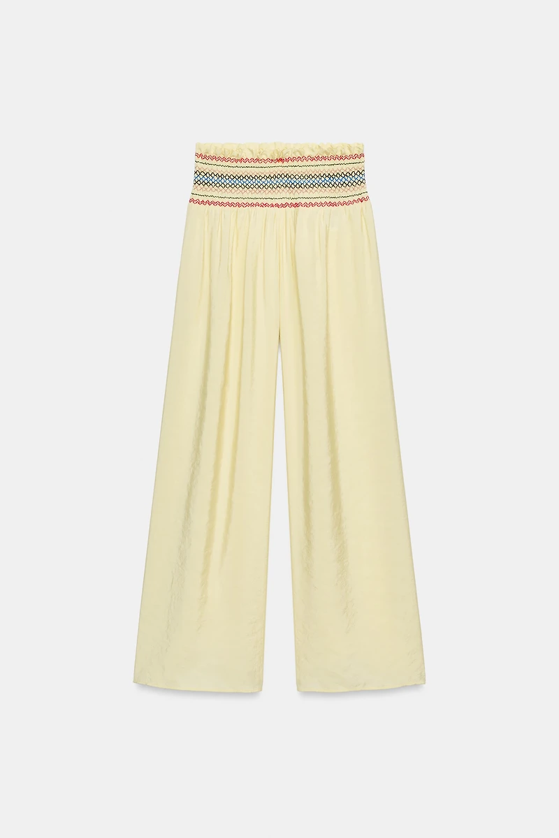 ELASTIC WAIST WIDE LEG PANTS