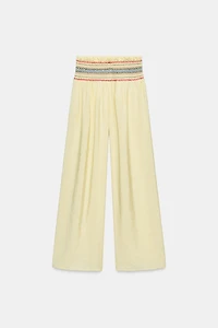 ELASTIC WAIST WIDE LEG PANTS