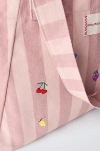 STRIPED FRUIT TOTE BAG