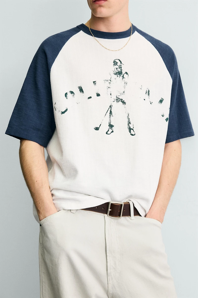 COLORBLOCK KNIT PRINT T-SHIRT