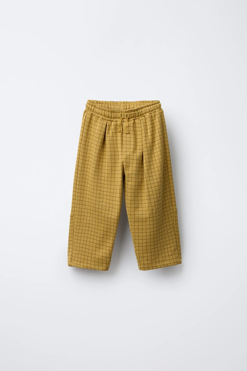 STRAIGHT FIT PLUSH PLAID PANTS