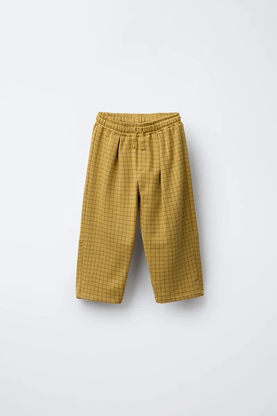 STRAIGHT FIT PLUSH PLAID PANTS