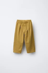 STRAIGHT FIT PLUSH PLAID PANTS