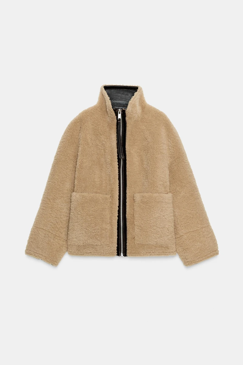 ZW COLLECTION FAUX SHEARLING DOUBLE-FACED JACKET