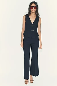 BUCKLED FLARE PANTS