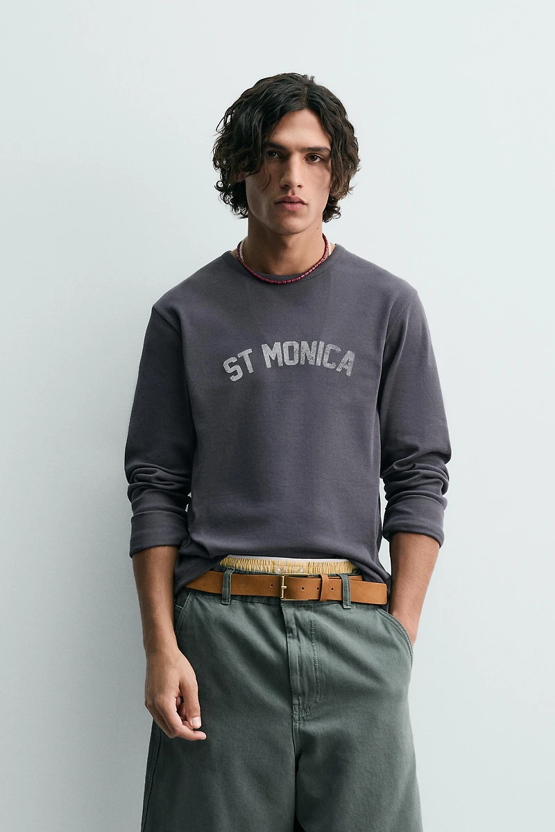 RIBBED WASHED PRINTED T-SHIRT