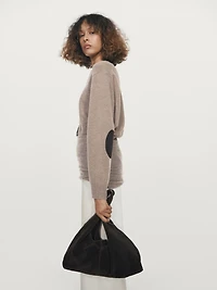 V-neck knit sweater with elbow patches
