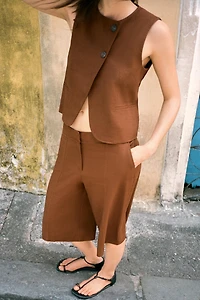 LONG LINEN SHORTS