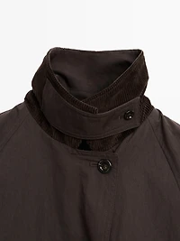 Trench coton détail velours côtelé