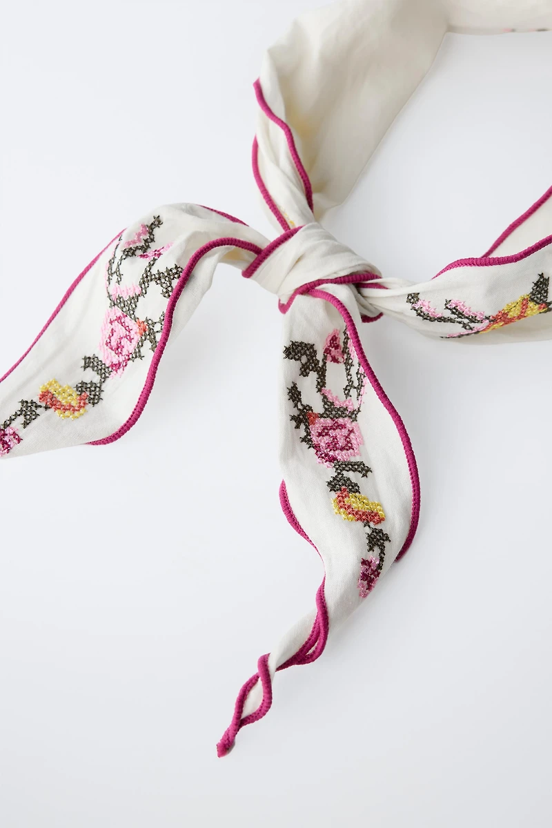 CROSS STITCH EMBROIDERED BANDANA