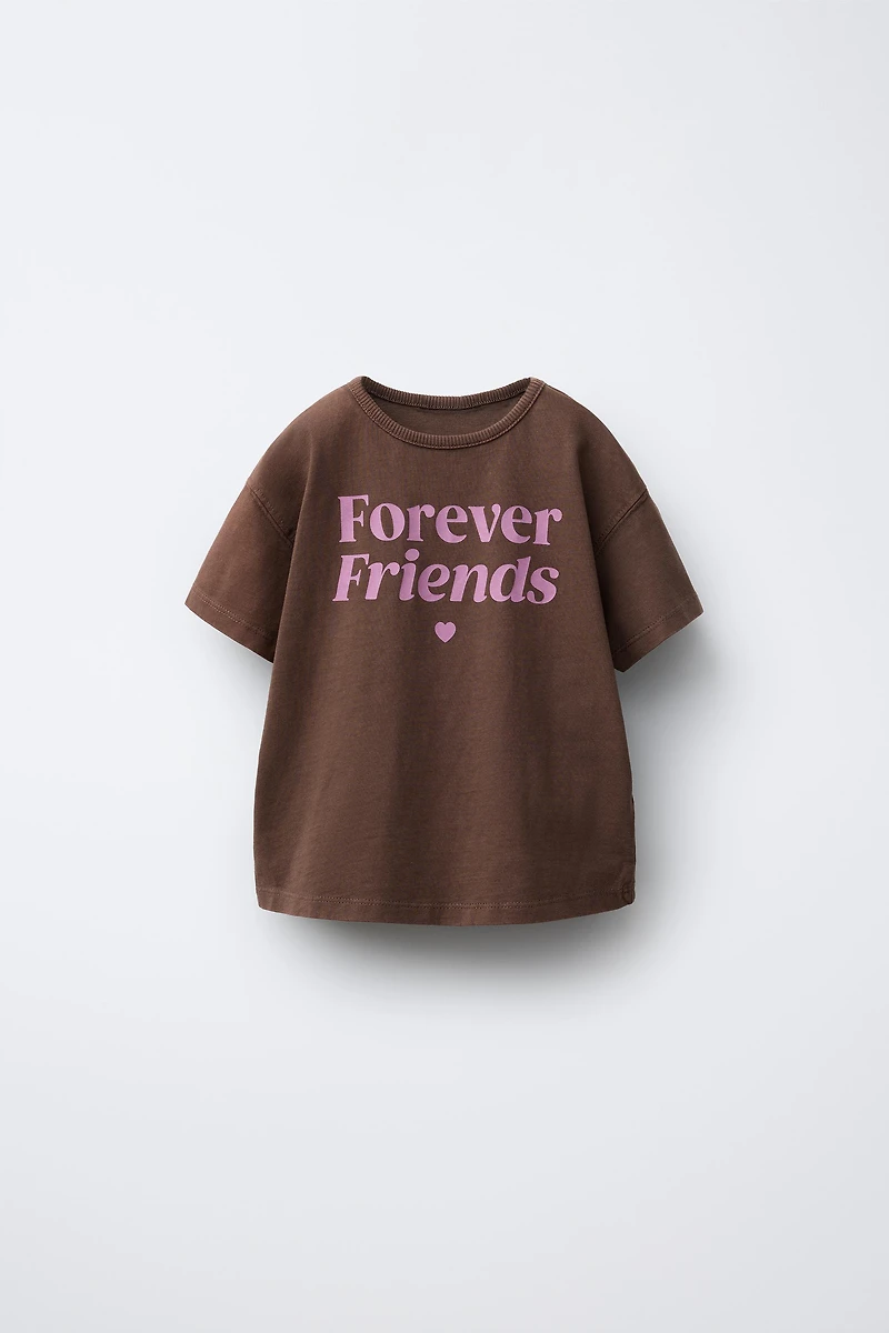 WASHED EFFECT TEXT T-SHIRT