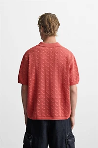 OPEN STITCH KNIT POLO SHIRT