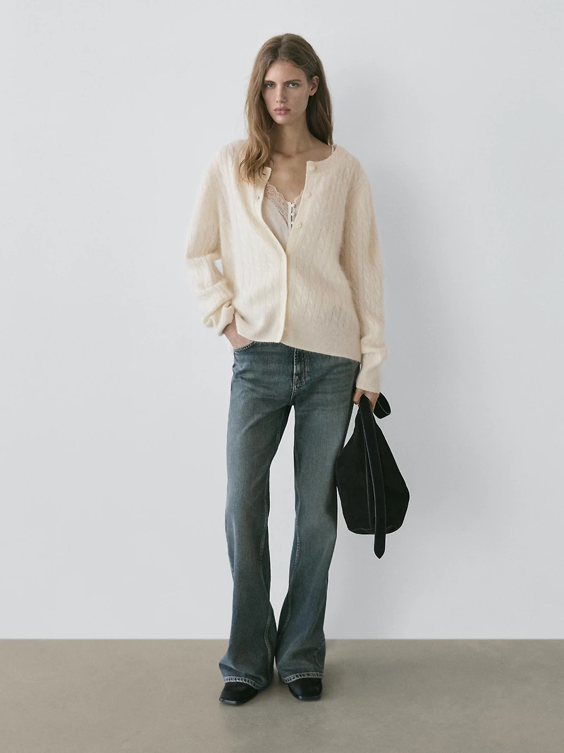 100% wool cable-knit cardigan