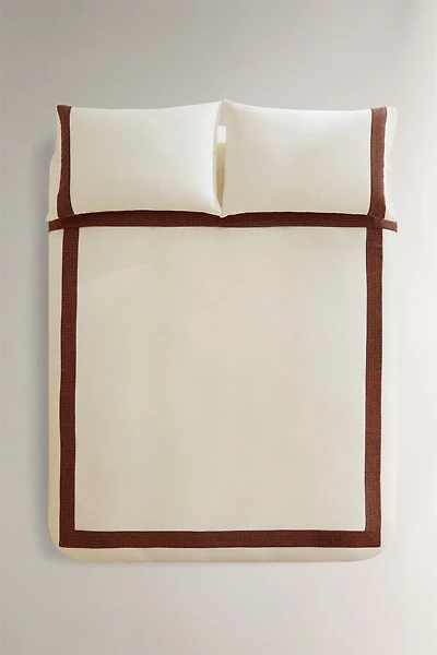 CHRISTMAS LINEN DUVET COVER WITH BORDER