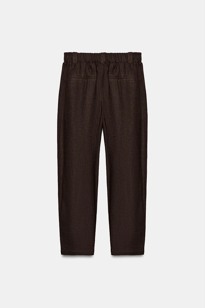 LINEN TAPERED PANTS WITH SEAM DETAIL