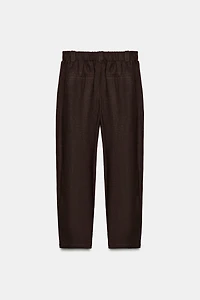 LINEN TAPERED PANTS WITH SEAM DETAIL