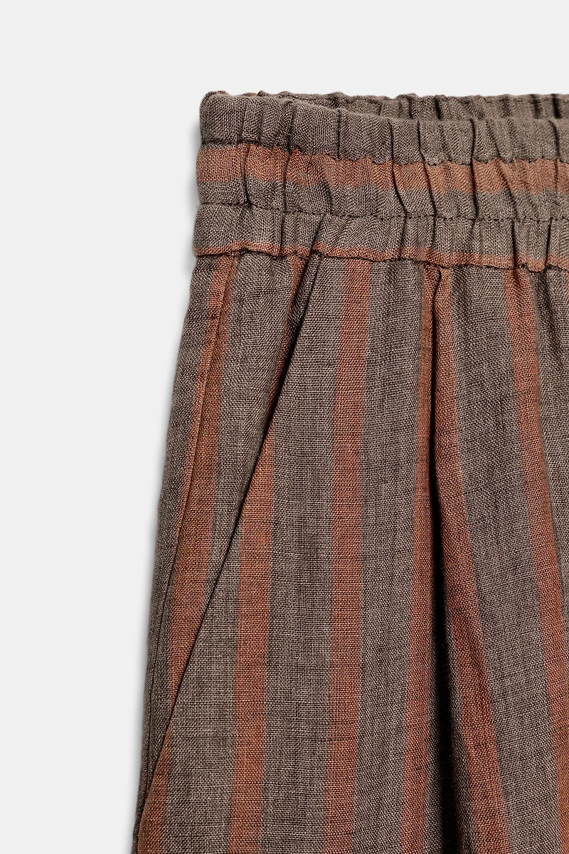 100% LINEN STRIPED PANTS