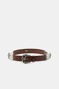 100% LEATHER BELT WITH STONES
