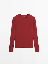 Ribbed knit wool blend sweater