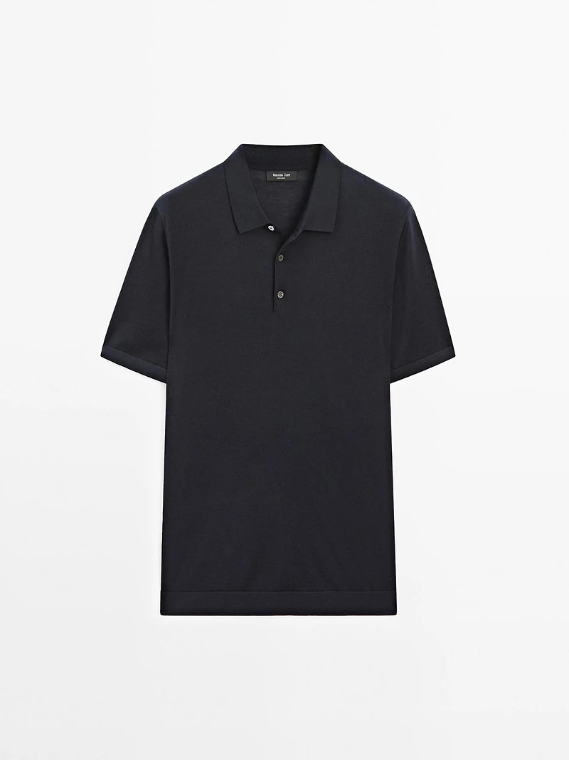 Polo en maille de laine mélangée à manches courtes