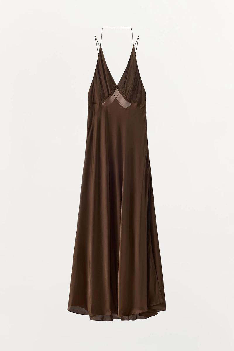 BACKLESS SATIN EFFECT DRESS