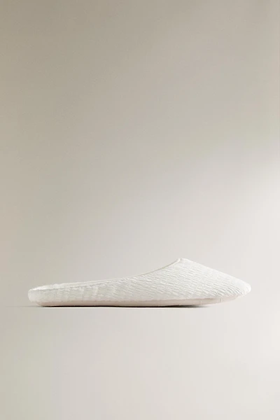 PLEATED SLIPPERS WITH LEATHER SOLE