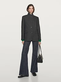 Wool blend three-button blazer