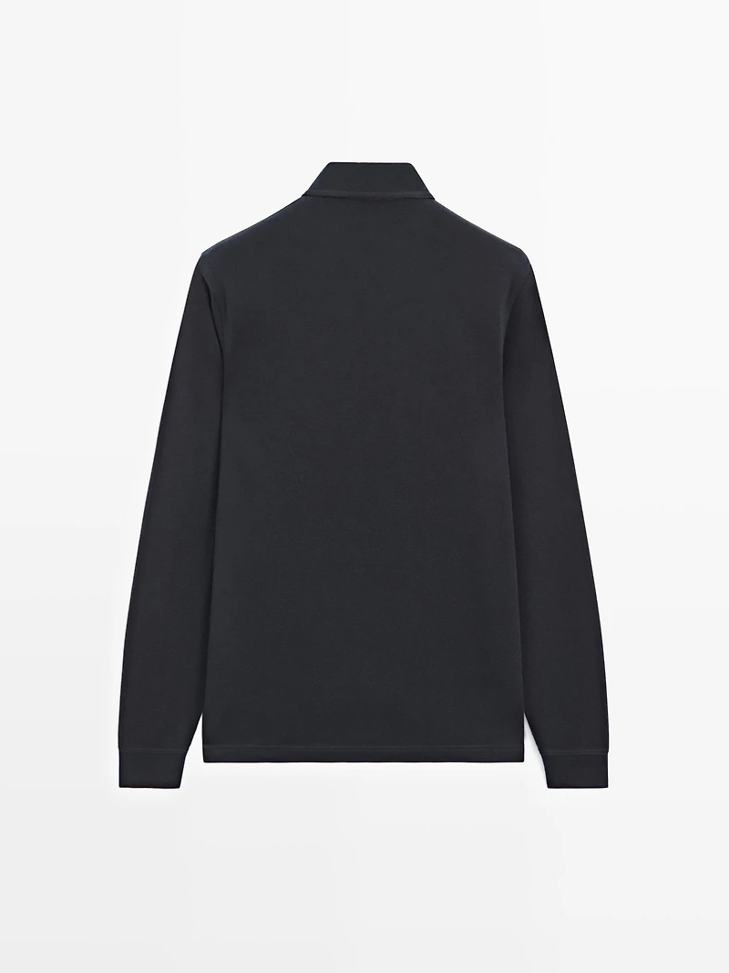 Textured long sleeve polo shirt