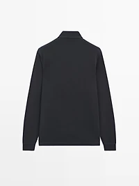 Textured long sleeve polo shirt
