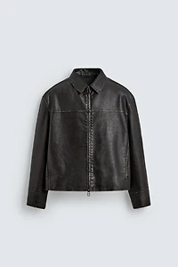WASHED FAUX LEATHER JACKET
