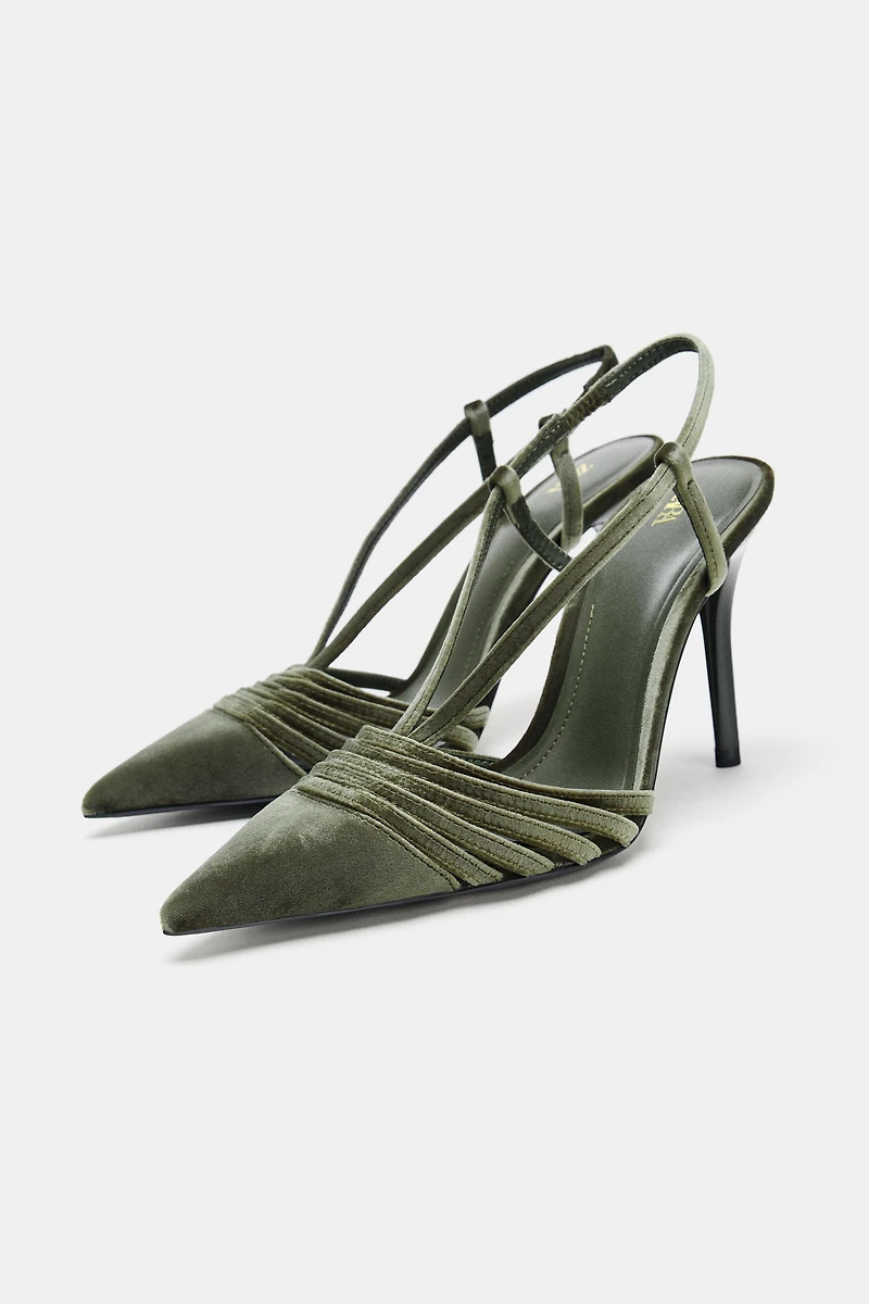 VELVET EFFECT STRAPPY SHOES