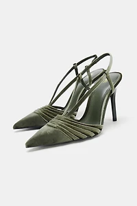 VELVET EFFECT STRAPPY SHOES