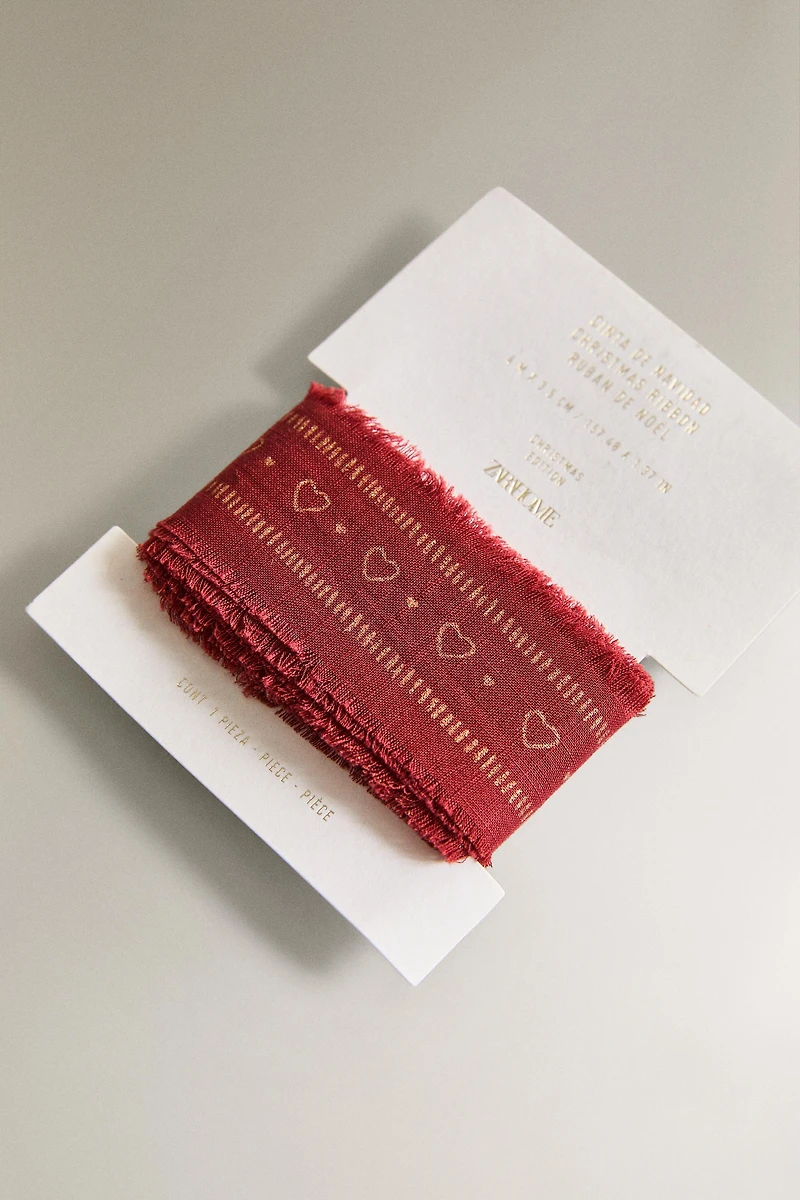 RUBAN CADEAUX CŒUR FRANGES NOËL