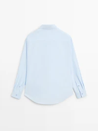 Poplin shirt with hidden buttons