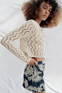 ZIGZAG OPEN-KNIT CARDIGAN
