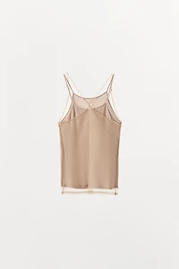DOUBLE TULLE EFFECT HALTER TOP