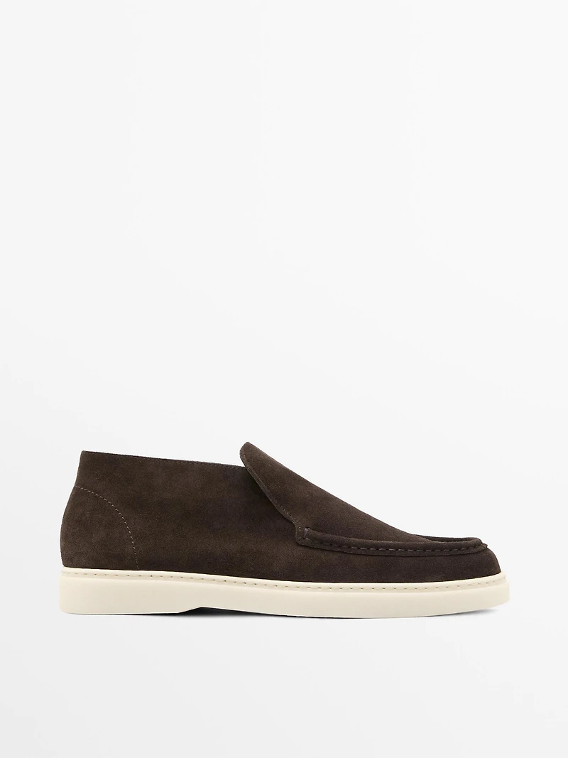 Split suede leather boot-style loafer