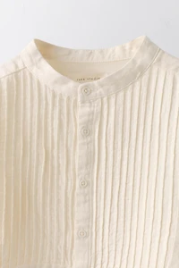 AGES 6-10 / LIMITED EDITION LINEN COTTON BLOUSE WITH PLEATS