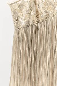 EMBROIDERED FRINGE COMBINATION DRESS