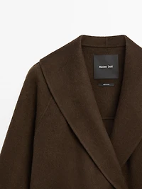 Wool blend double-breasted coat with tuxedo collar