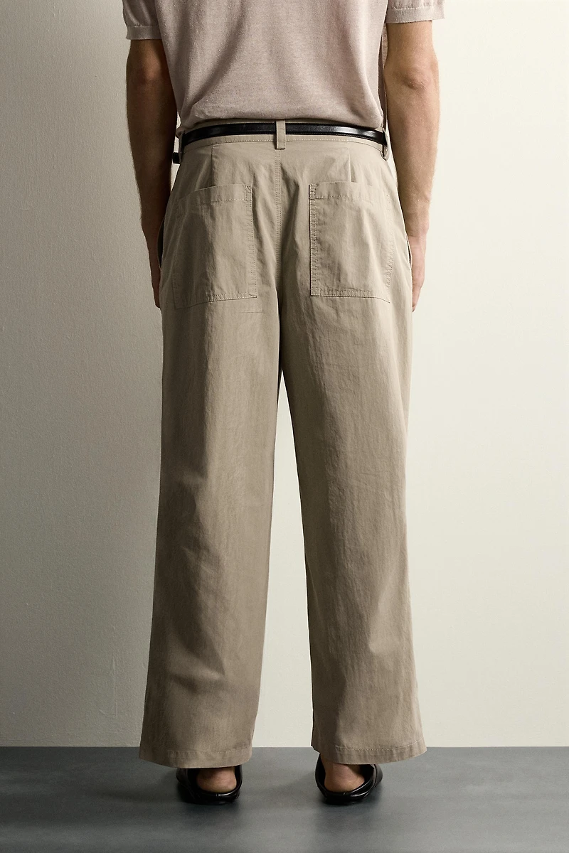 RELAXED FIT DARTED PANTS