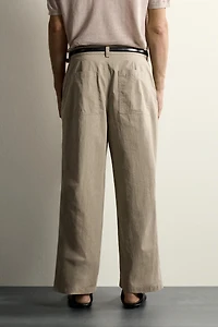 RELAXED FIT DARTED PANTS