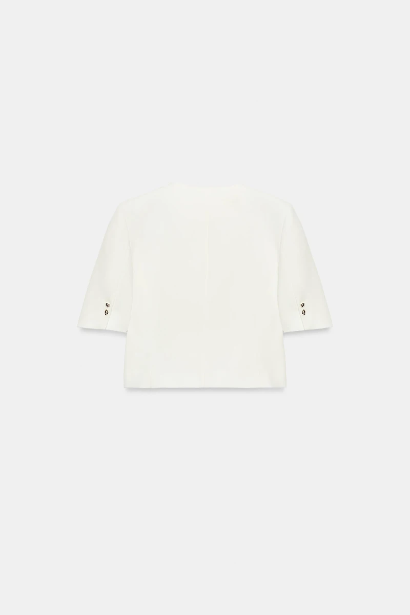 SHORT SLEEVE BLAZER WITH SHOULDER PADS